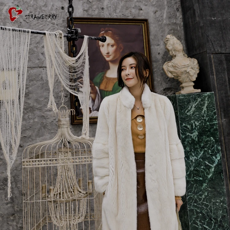 Длинные Роскошные теплые зимние женские длинные плащи из натурального меха норки для женщин