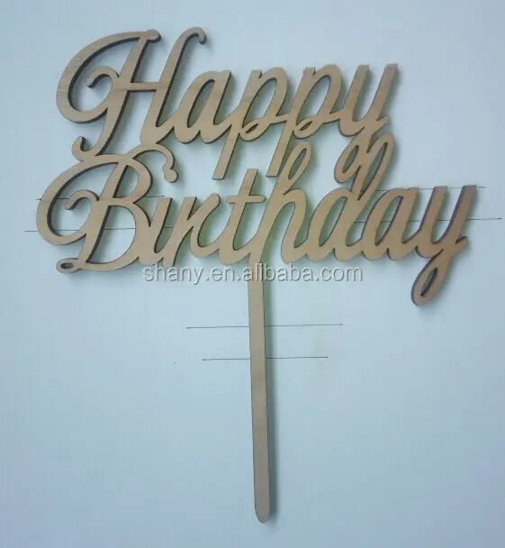 
Cherry wood cake topper happy birthday 