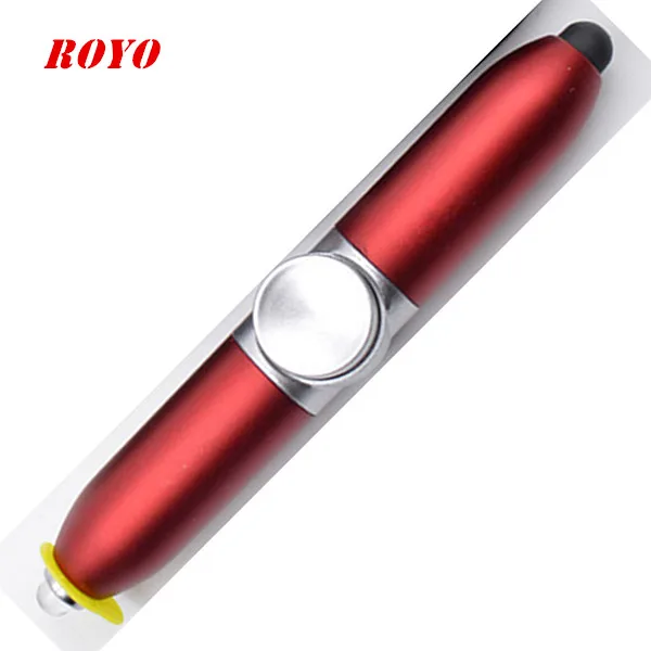 Novelty funny unique 4 in 1 promotional gyro toy spinner fidget pen mini stylus screen ballpoint pen with led light