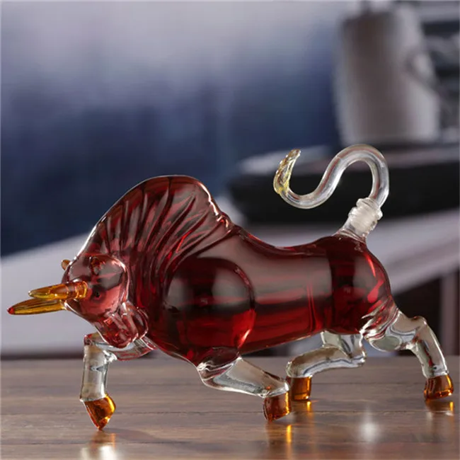 Jia Teng 1000ml Bull Shaped Liquor Decanter Glass Decanter for Alcohol - Vodka, Rum, Bourbon, Wine, Whiskey, Tequila