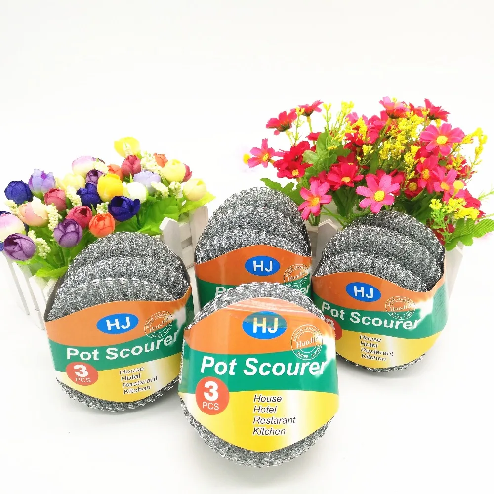 Hotselling Kitchen pot gavernized stainless steel mesh scourer 3pcs set