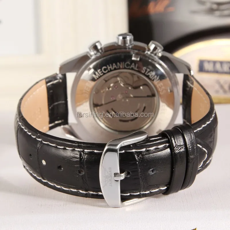 Jargar new products blue dial index own brand automatical watch genuine leather Wrist watches gift items