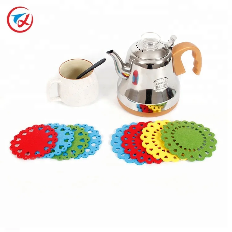 
hot sale placemat laser cut drink wool felt fabric cup coaster 
