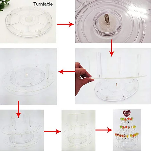 Round Acrylic Cakepop Display with Rotating Base