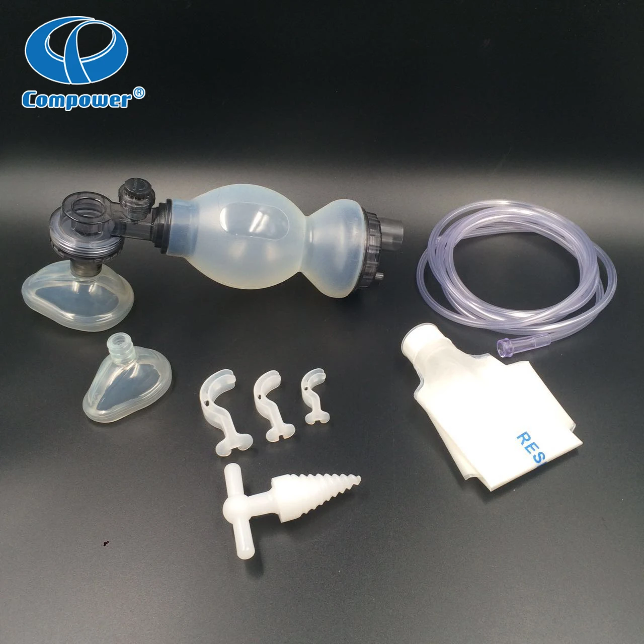 Oval Solid Silicone Artificial Manual Emergency Respiratory Resuscitator Ambu Bag For Infant Reuse