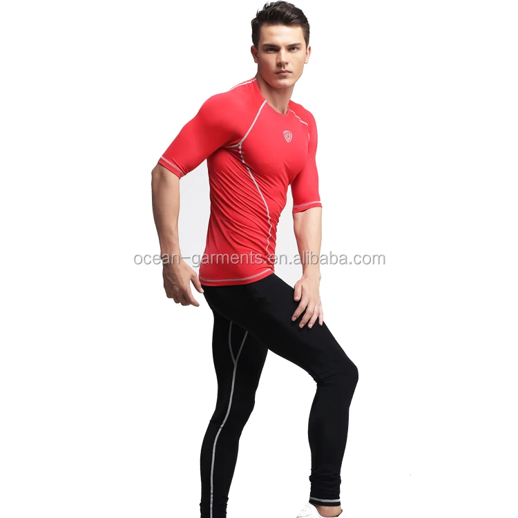 Mens Rash Guard Active Wear Running Workout Compression Base Layer Sport Wear Set