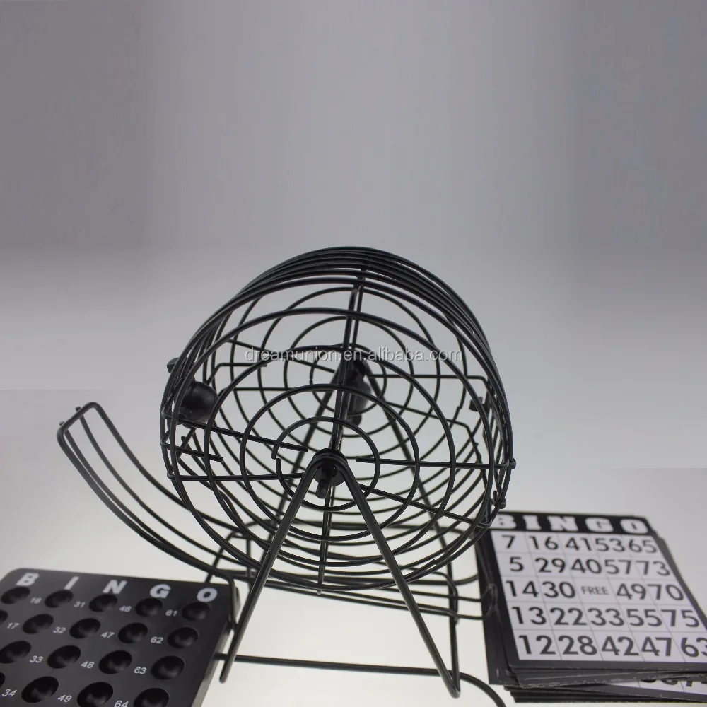  Набор игр для в Бинго Deluxe Wire Metal Cage 75 мячей 18 вращающихся карт 150