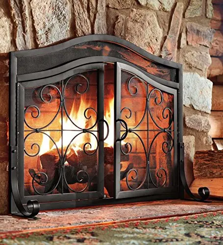 
Best Seller High Temperature Resistant Metal Fireplace Screen with Door 