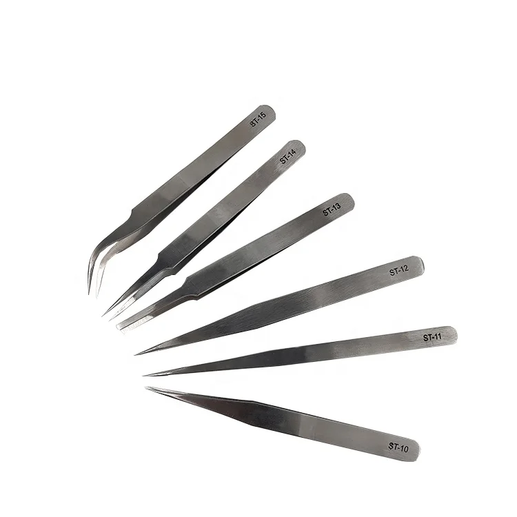 
ST-10 Straight Non Magnetic Industrial Stainless Steel Chip ESD Tweezer Tools For Mobile Phone 