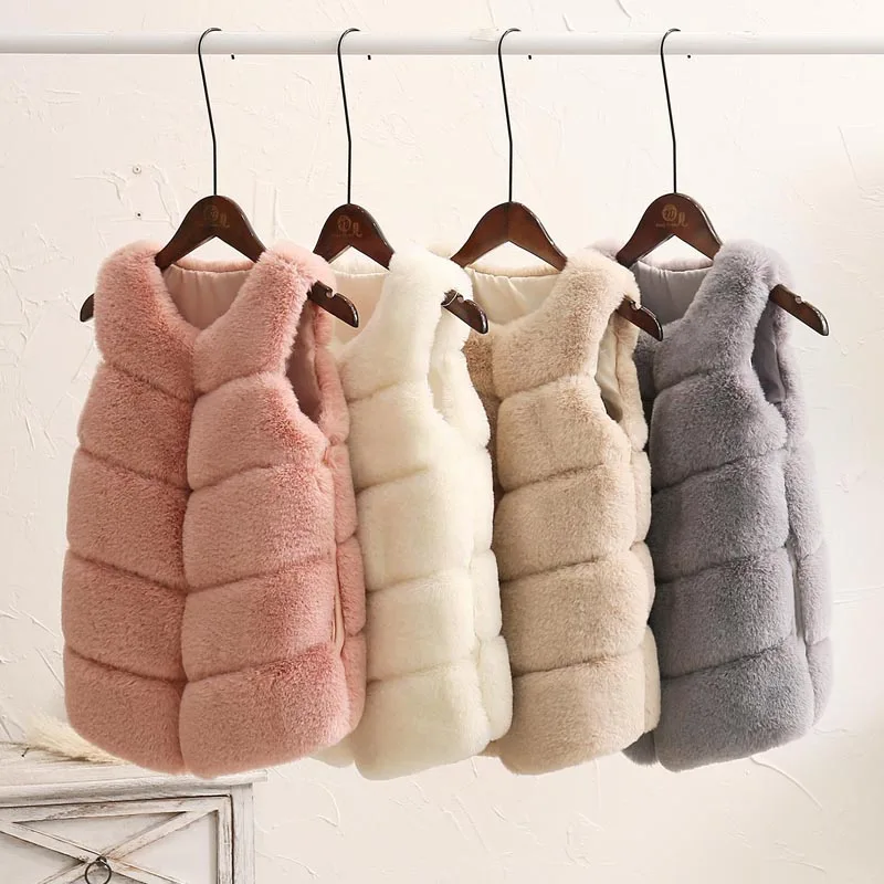 
New Arrival Autumn Winter Baby Girls Faux Fur Waistcoats Vest 