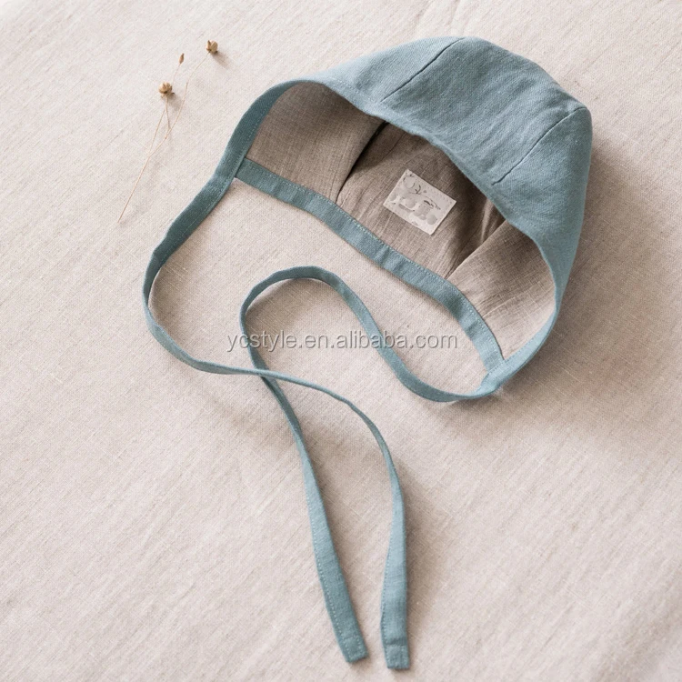 linen reversible baby bonnet ,high quality baby hat in many colors