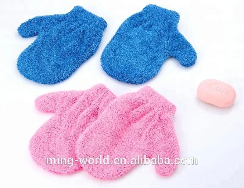  Antibacterial Absorbency Quick Drying Soft Face Scrubber Microfiber Kids Bath Glove