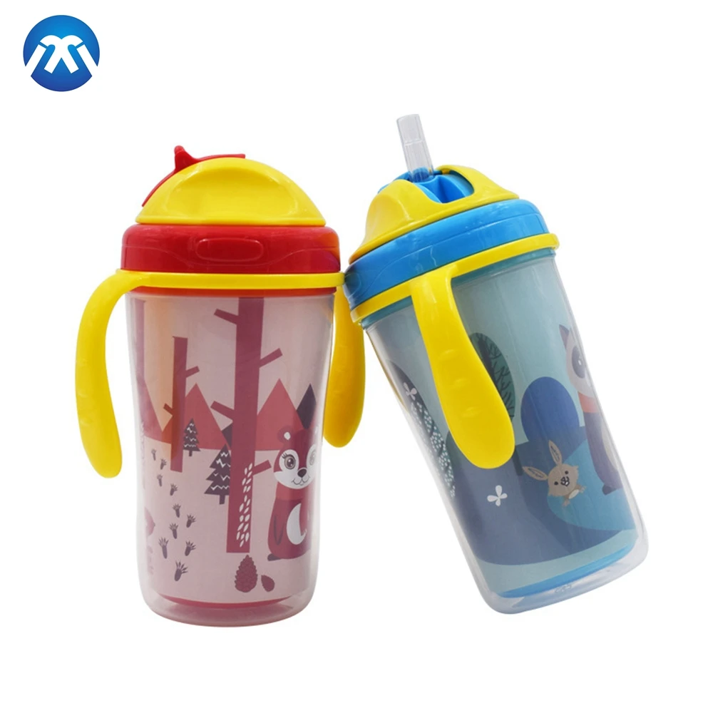 210ml/300ml Wholesale BPA Free  baby feeding  bottle children training straw cup baby sippy cup