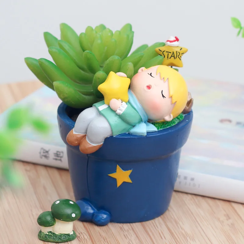 Roogo little prince stand garden resin flower pots