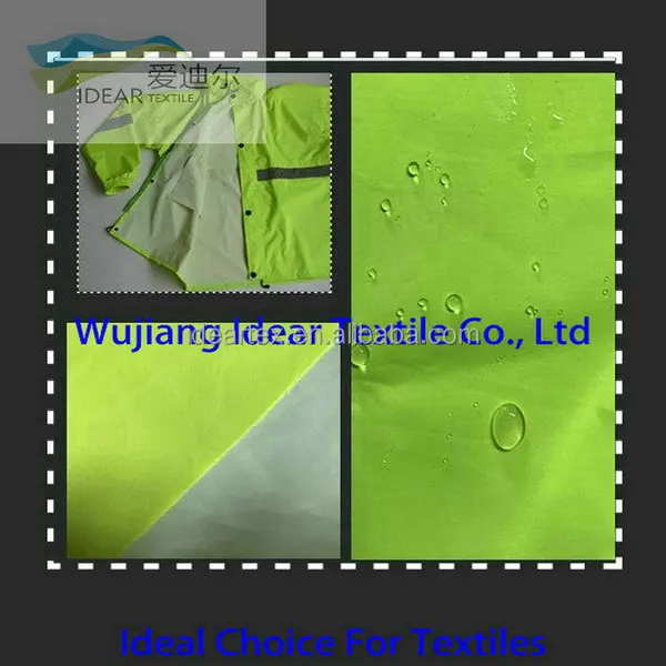 210T Ripstop Recycled Polyester Pongee PU Waterproof Raincoat Fabric 100% Polyester Material