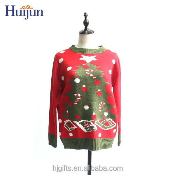 Knitted Sweater Jumper Christmas Crafts red women Christmas christmas sweater with tree pattern Xmas Sweater For Adults Party Festival Items