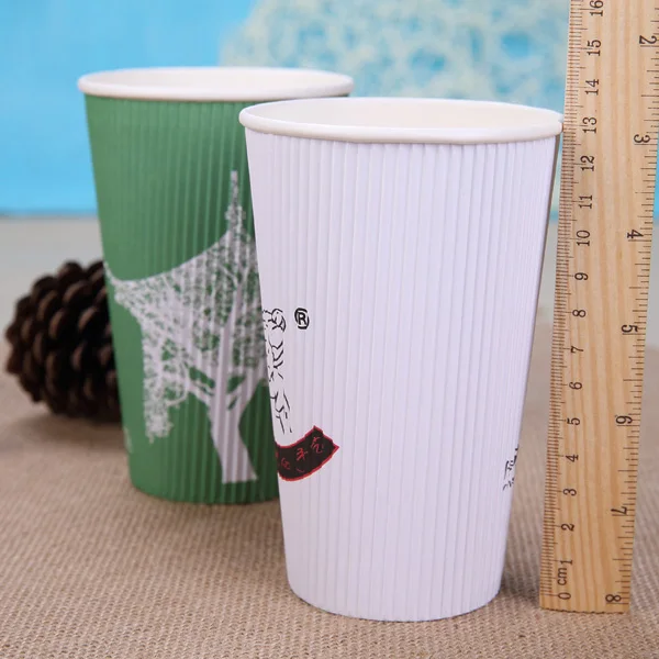 
500ml 16oz disposable ripple paper cup for coffee 