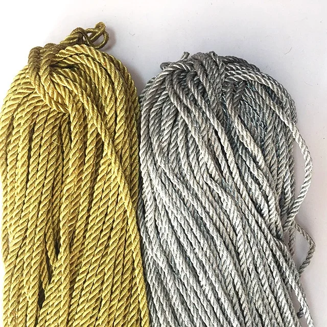 5mm  gold silver twisted cord  3 strands rope  paper bag rope handle