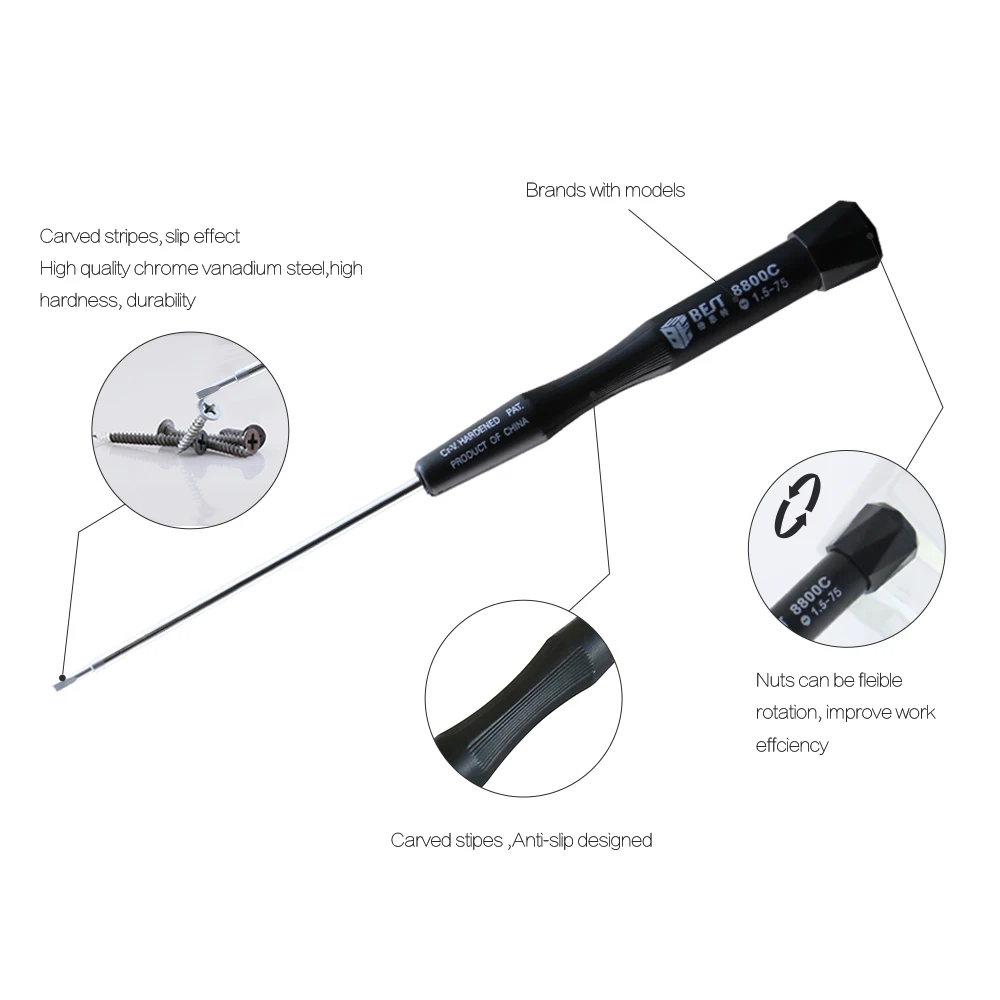 BEST 8800C PH00  Precision Flat Head Phillips Screwdriver for Macbook Pro Laptop for Samsung Xiaomi Cellphone Repair Tool