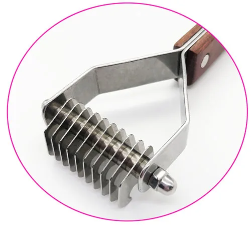 
Pet Undercoat Rake Brush,Wooden Handle Deshedding Dematting Comb Grooming Tool for Medium to Large Dogs and Cats 