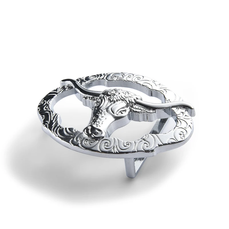 Bull hollow custom antique metal belt buckle