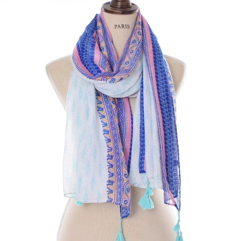 High quality 6 colors spring summer scarf tribal shawl fashion printed aztec scarf women