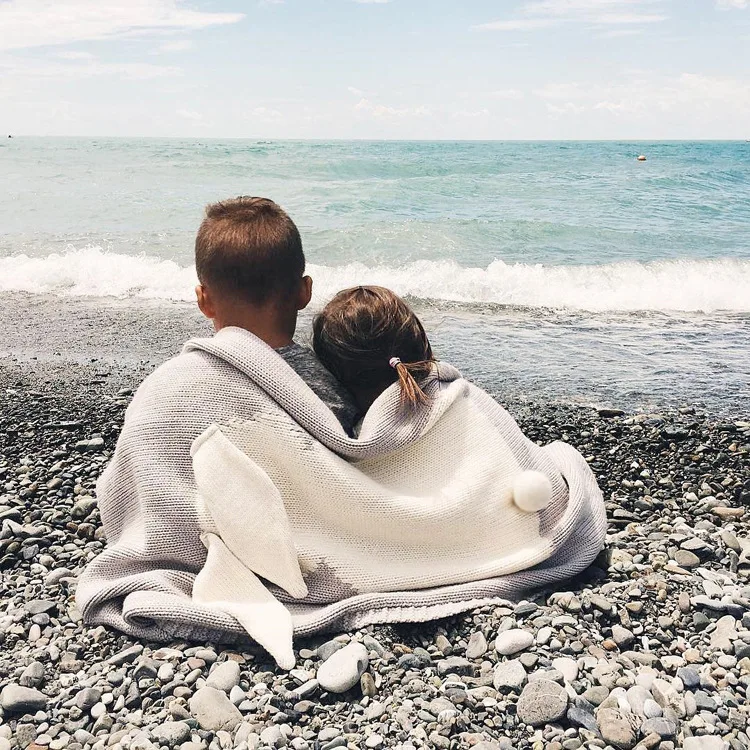 
New Baby Cute Rabbit Blanket Knit Crochet Super Soft Warm Wool Swaddle Absorbent Kids Bath Towel Infant Bedding Blanket 73x108cm 