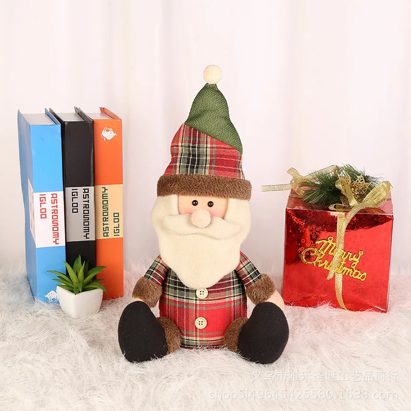 New Sitting Santa Snowman Deer Shaped Doll  Fabric Doll Cloth Christmas Gift Doll  Table Ornament Xmas gift for children