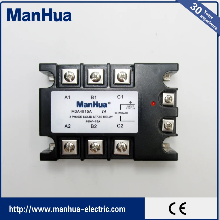 Oem MANHUA трехфазный AC к сети переменного тока 90-280VAC к 480VAC 15A черный твердотельные реле / SSR реле с CE