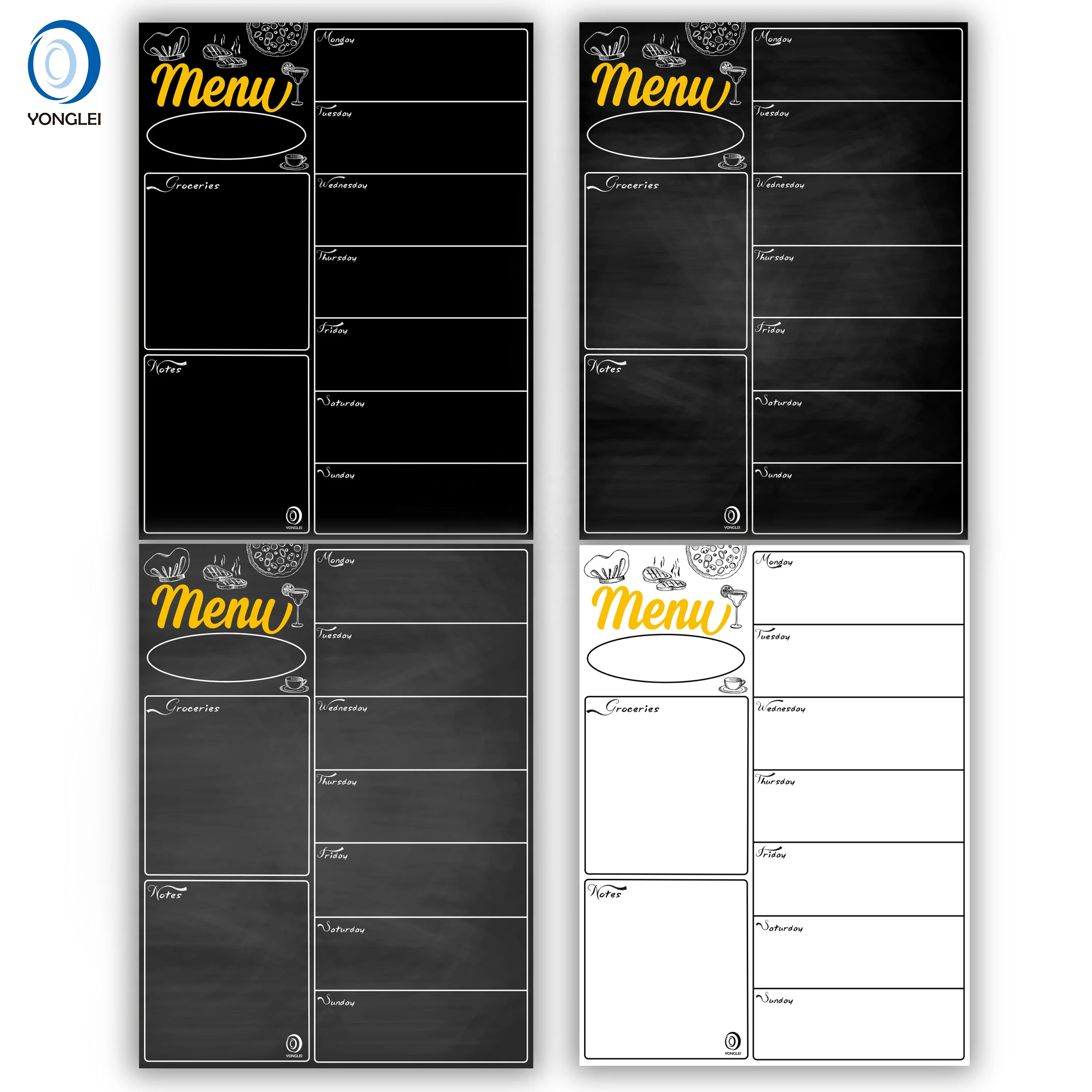 9.4-1 Easy erasable magnetic meal planner magnetic refrigerator chalkboard