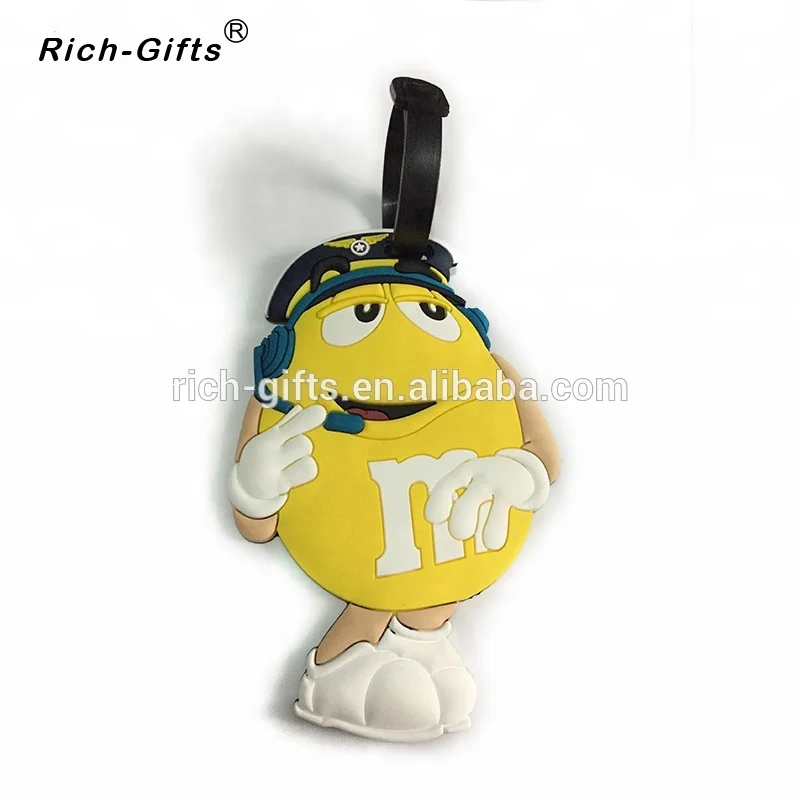 Custom 3D PVC rubber cartoon M LOGO Luggage Tags (RL-0039)