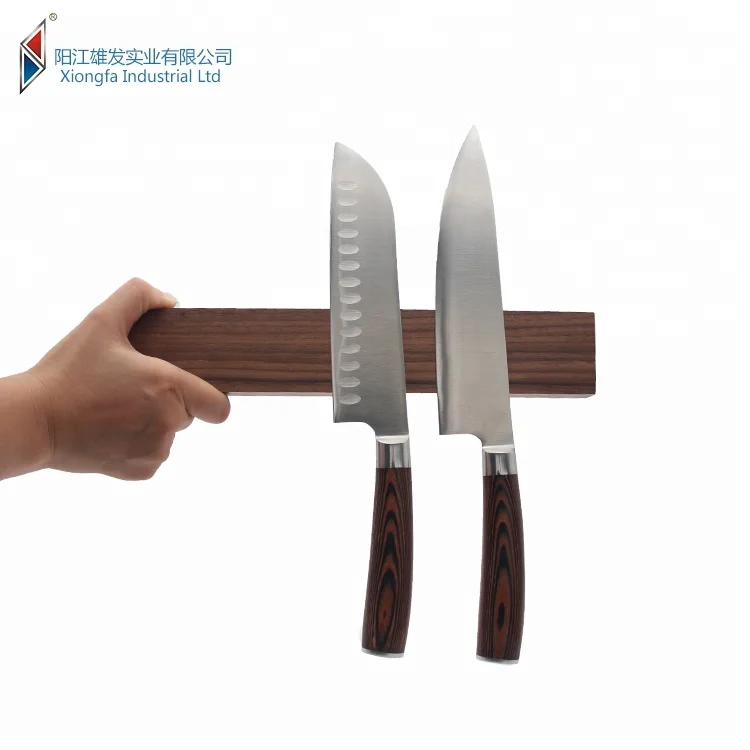 16 Inch Full Closed Wall Mount Walnut Magnetic Knife Holder Wooden Magnetic Knife Block with Neodyminium Magnets