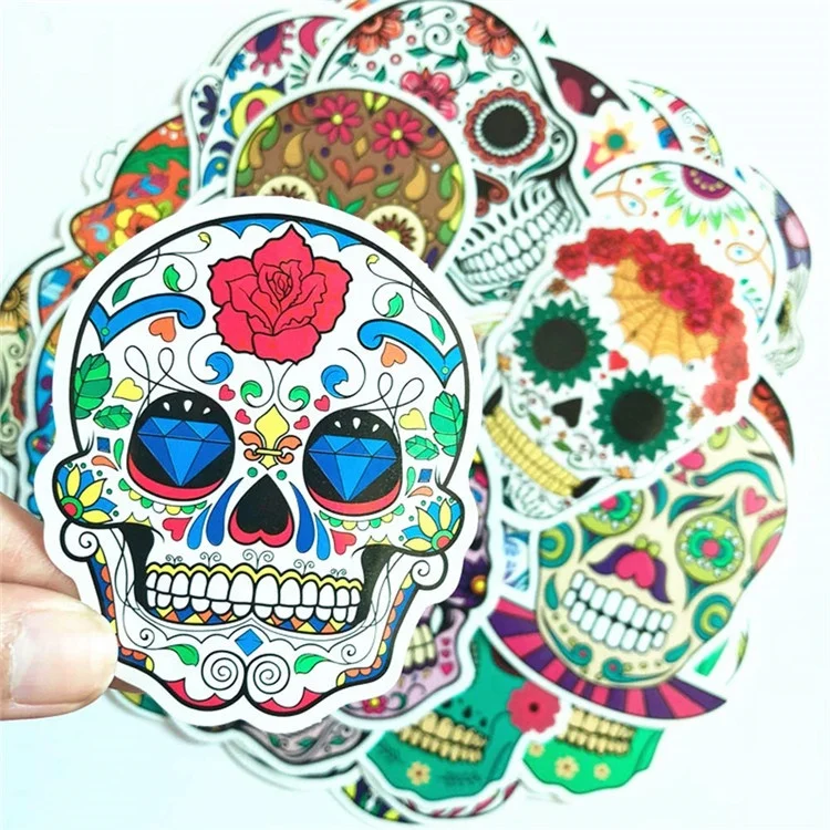 Hybsk Sugar Skeleton Stickers Laptop Skeleton Stickers Dia de Los Muertos Mexican Day of the Dead Sticker