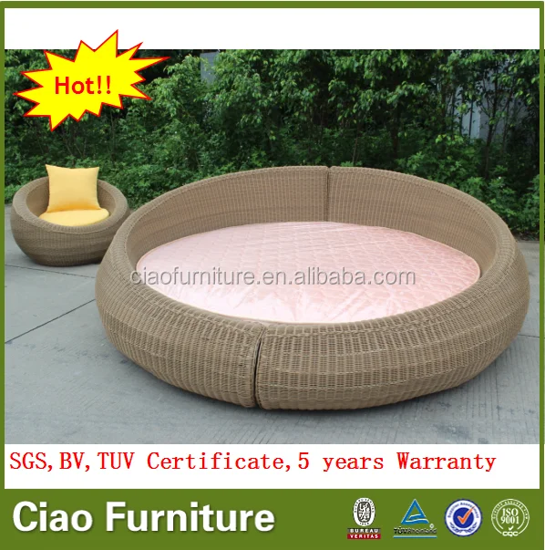Bedroom Wicker Furniture Sofa Bed Rattan KD Big Round Bed