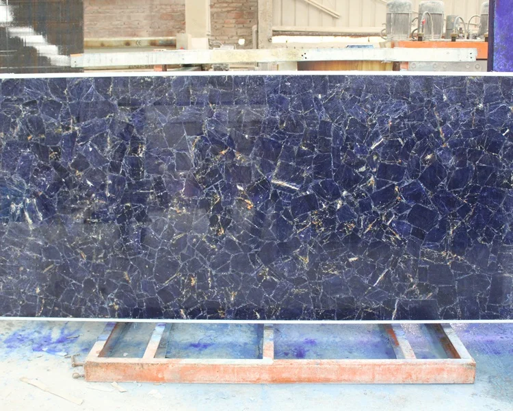 
Natural translucent sodalite blue agate gemstone slab 