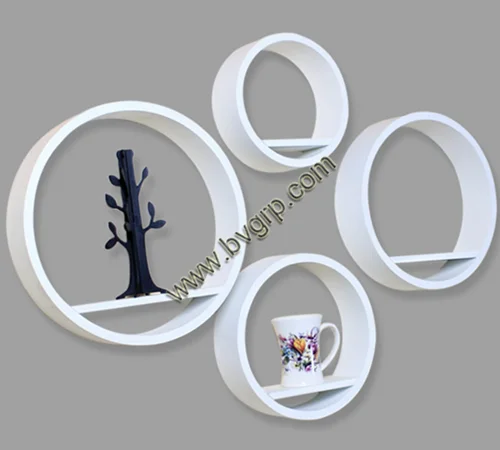 
Simple innovative products display new design MDF white color round wall shelf 