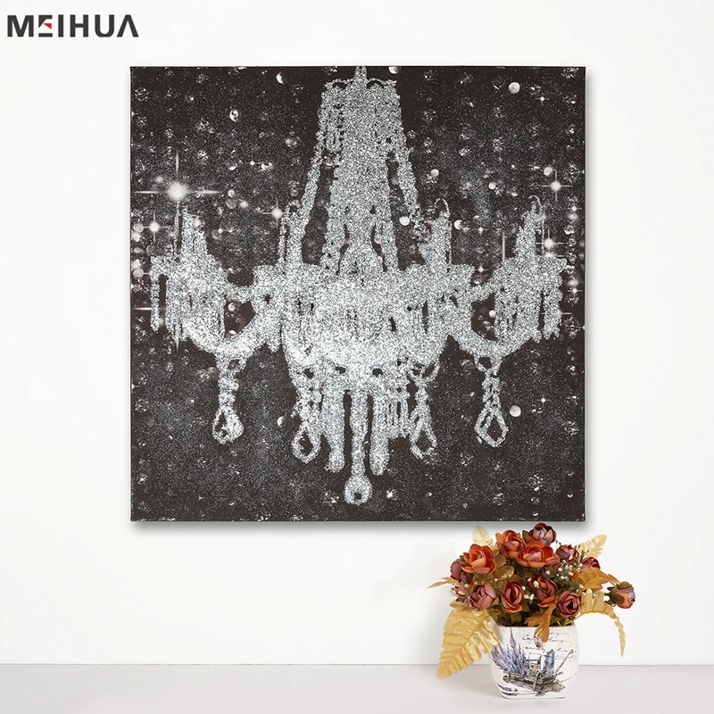 
Simple design modern pendant lamp wall hanging home oil silver shimmer glitter pictures handmade 