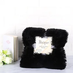 RTS Luxury Faux Fur 2 Ply Blanket Long Hair Shaggy Fleece Super Soft White PV Plush Blanket For Winter King Size