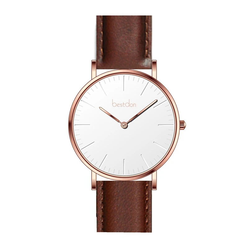 Minimalist womens 3ATM water resistant japanese movement genuine leather wrist watch
