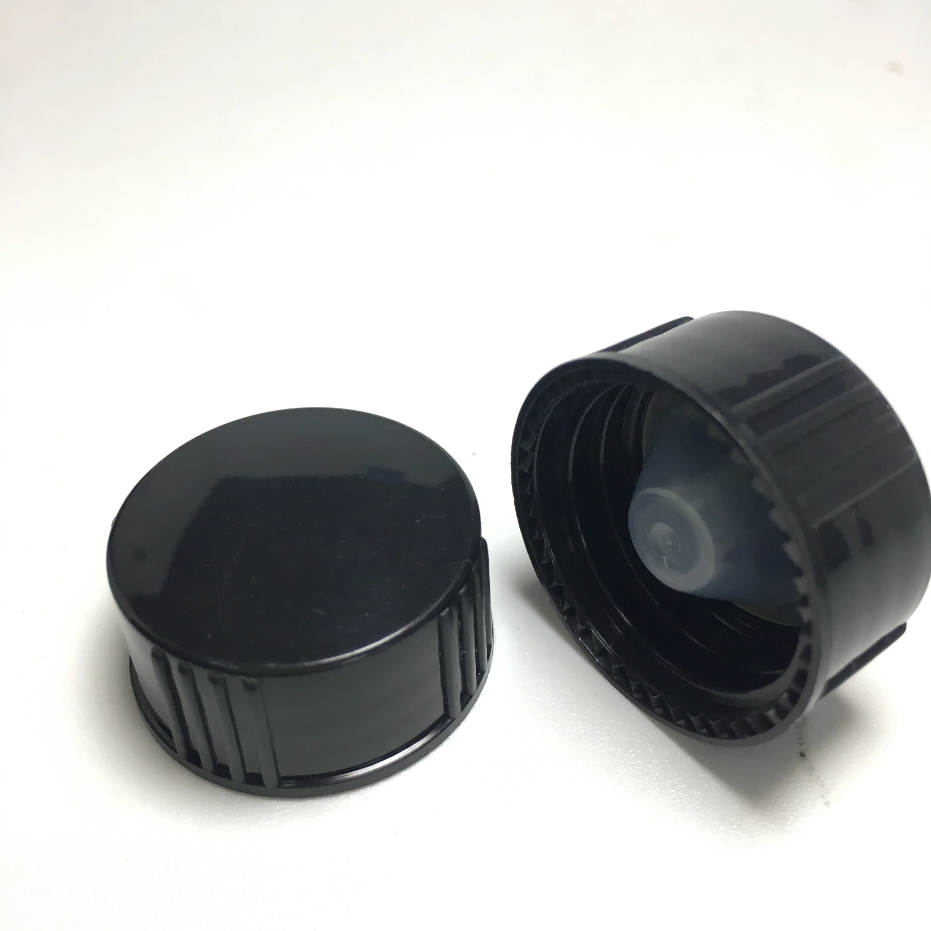 22mm Black plastic PP Cap/Black Polycone Caps for 4oz boston glass bottle