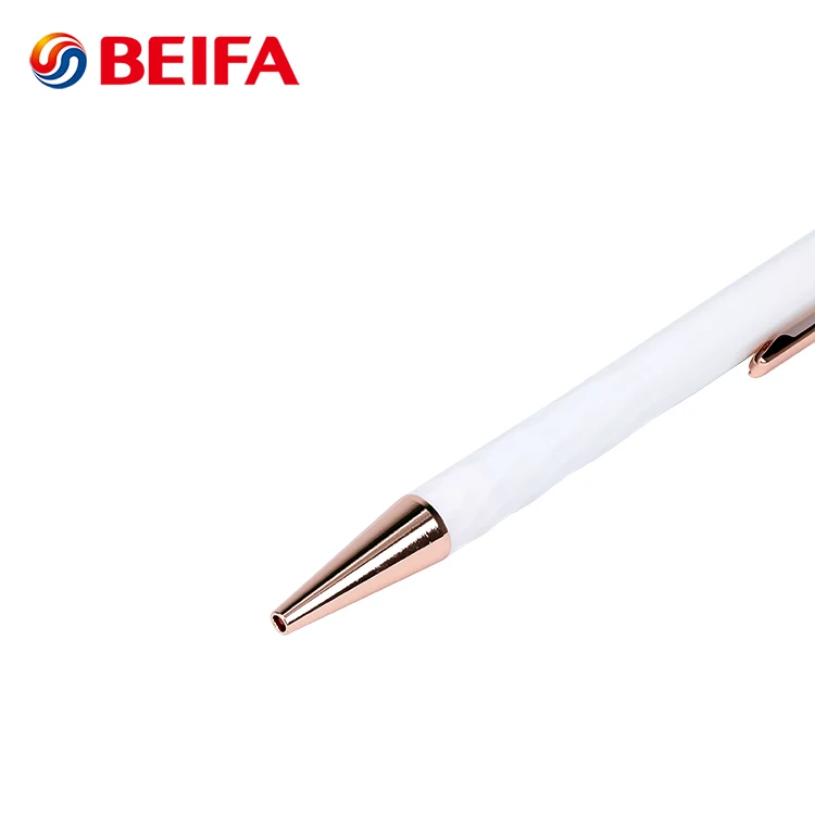 Beifa GD975401, индивидуальный подарок, высокое качество, белое, розовое золото, элегантная пластиковая шариковая ручка с ручкой, рекламные зажимы