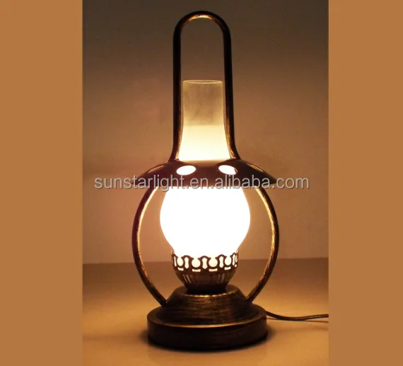 Antique Simple Wrought Iron Kerosene Table Lamp