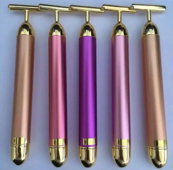 Personal care Roller massager T shape face lift 24k golden beauty bar electric vibration for women facial slimming