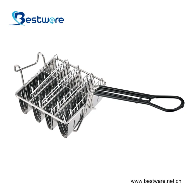 Food Grade Iron Wire and S/S 201 163*165*80mm bread Rectangular Non-stick Taco Fry Basket
