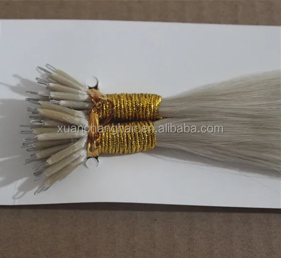 Nano Ring Metal Gray Color Stick-Tip Human Hair Extensions Cheap Price