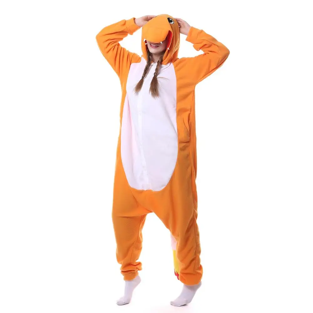 Cute Fire Dragon Pajamas Polar Fleece Fabric Costume dress