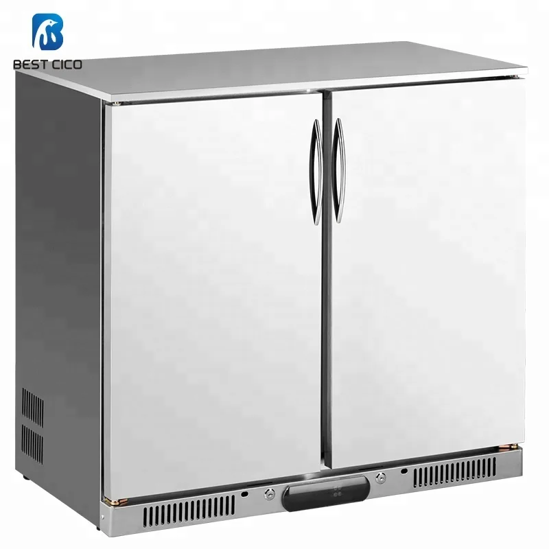 Stainless steel salad preparation bar commercial chiller fridge , 2 door soft drink beverage beer can bottle chiller BC-208FS