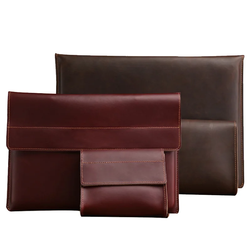 Hot Selling Genuine Leather Cover Vintage Classic Luxury Laptop Case For Macbook Air/Pro