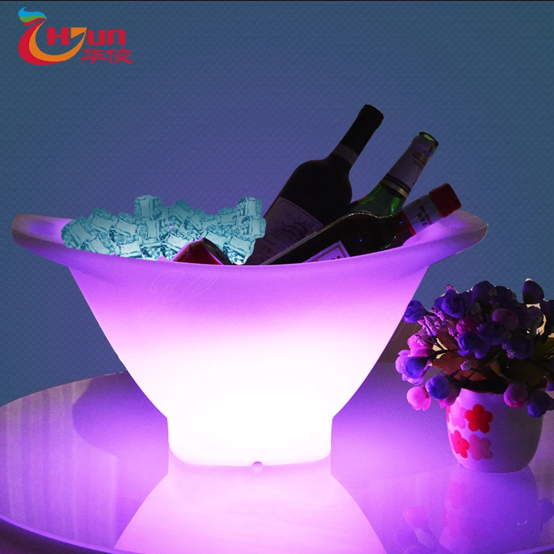 Modern plastic boat shape large led illuminated ice bucket for party