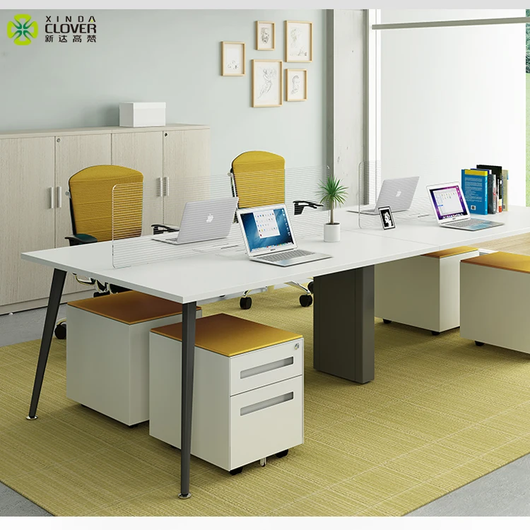 
Modern design white color Iron leg wooden furniture exclusive office desks and workstations with desk screen 